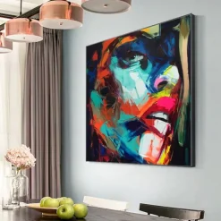 Mintura Handmade Face Oil Paintings On Canvas Wall Art Decoration Modern Abstract Figure Pictures For Home Decor Rolled Frameless Unstretched Painting