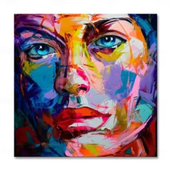 Mintura Handmade Face Oil Paintings On Canvas Wall Art Decoration Modern Abstract Figure Pictures For Home Decor Rolled Frameless Unstretched Painting
