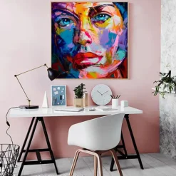 Mintura Handmade Face Oil Paintings On Canvas Wall Art Decoration Modern Abstract Figure Pictures For Home Decor Rolled Frameless Unstretched Painting