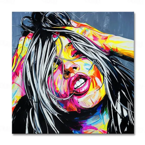 Mintura Handmade Face Oil Painting On Canvas Wall Art Decoration Modern Abstract Figure Picture For Home Decor Rolled Frameless Unstretched Painting