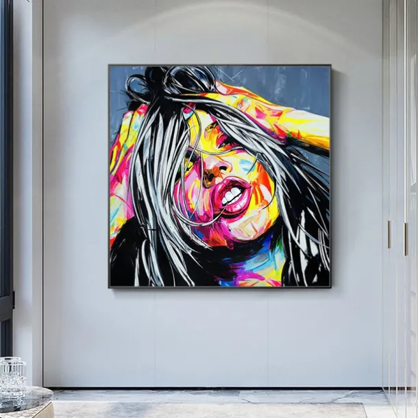 Mintura Handmade Face Oil Painting On Canvas Wall Art Decoration Modern Abstract Figure Picture For Home Decor Rolled Frameless Unstretched Painting
