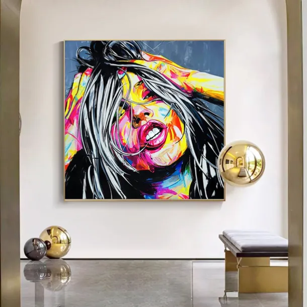 Mintura Handmade Face Oil Painting On Canvas Wall Art Decoration Modern Abstract Figure Picture For Home Decor Rolled Frameless Unstretched Painting