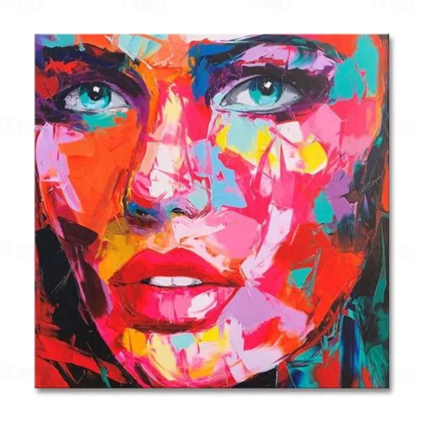 Mintura Handmade Face Oil Painting On Canvas Wall Art Decoration Modern Abstract Figure Picture For Home Decor Rolled Frameless Unstretched Painting