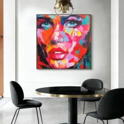 Mintura Handmade Face Oil Painting On Canvas Wall Art Decoration Modern Abstract Figure Picture For Home Decor Rolled Frameless Unstretched Painting