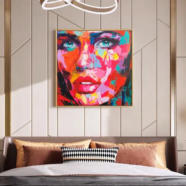 Mintura Handmade Face Oil Painting On Canvas Wall Art Decoration Modern Abstract Figure Picture For Home Decor Rolled Frameless Unstretched Painting