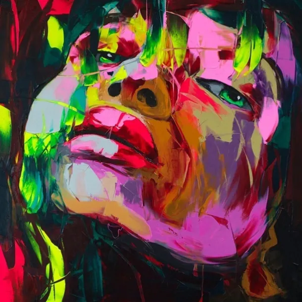 Mintura Handmade Face Oil Painting On Canvas Wall Art Decoration Modern Abstract Figure Picture For Home Decor Rolled Frameless Unstretched Painting