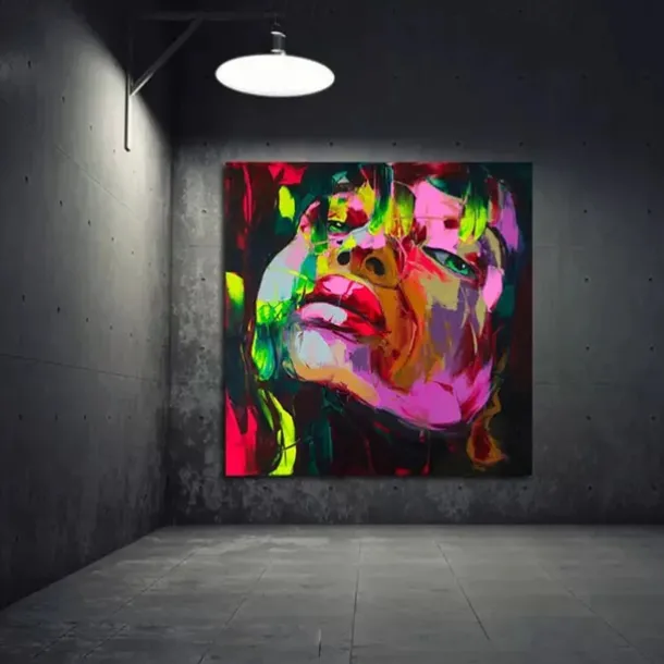 Mintura Handmade Face Oil Painting On Canvas Wall Art Decoration Modern Abstract Figure Picture For Home Decor Rolled Frameless Unstretched Painting