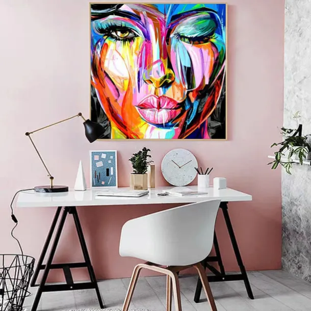 Mintura Handmade Face Oil Painting On Canvas Wall Art Decoration Modern Abstract Figure Picture For Home Decor Rolled Frameless Unstretched Painting