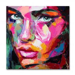 Mintura Handmade Figure Oil Paintings On Canvas Wall Art Decoration Modern Abstract Face Picture For Home Decor Rolled Frameless Unstretched Painting