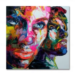 Mintura Handmade Figure Oil Paintings On Canvas Wall Art Decoration Modern Abstract Face Picture For Home Decor Rolled Frameless Unstretched Painting
