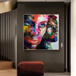 Mintura Handmade Figure Oil Paintings On Canvas Wall Art Decoration Modern Abstract Face Picture For Home Decor Rolled Frameless Unstretched Painting