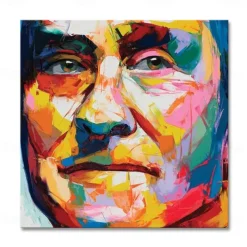 Mintura Handmade Figure Oil Paintings On Canvas Wall Art Decoration Modern Abstract Face Picture For Home Decor Rolled Frameless Unstretched Painting