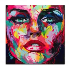Mintura Handmade Figure Oil Paintings On Canvas Wall Art Decoration Modern Abstract Face Picture For Home Decor Rolled Frameless Unstretched Painting