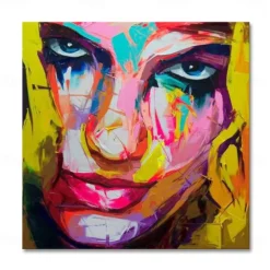 Mintura Handmade Figure Oil Paintings On Canvas Wall Art Decoration Modern Abstract Face Picture For Home Decor Rolled Frameless Unstretched Painting