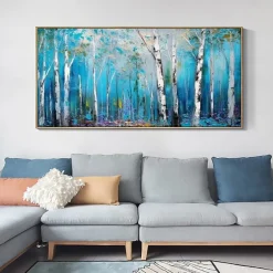 Mintura Handmade Forest Landscape Oil Paintings On Canvas Large Wall Art Decoration Modern Abstract Tree Picture For Home Decor Rolled Frameless Unstretched Painting