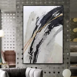 Mintura Handmade Gold Oil Paintings On Canvas Wall Art Decoration Modern Abstract Picture For Home Decor Rolled Frameless Unstretched Painting