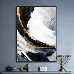 Mintura Handmade Gold Oil Paintings On Canvas Wall Art Decoration Modern Abstract Picture For Home Decor Rolled Frameless Unstretched Painting