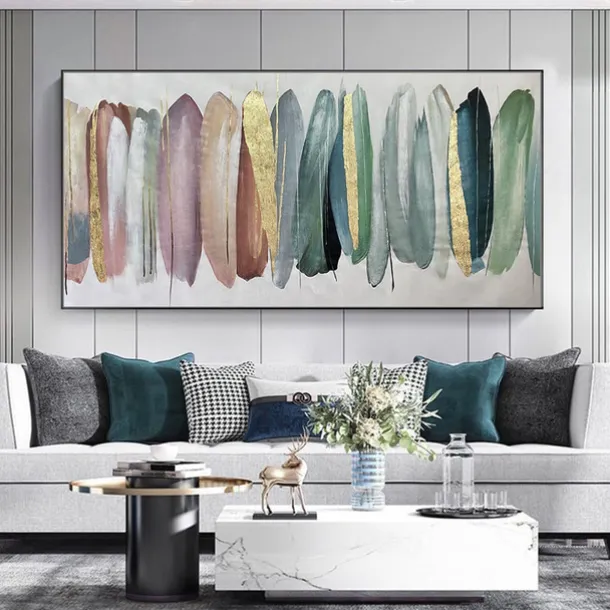 Mintura Handmade Golden Oil Paintings On Canvas Wall Art Decoration Modern Abstract Picture For Home Decor Rolled Frameless Unstretched Painting