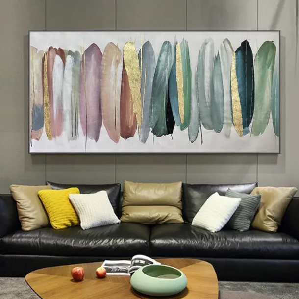 Mintura Handmade Golden Oil Paintings On Canvas Wall Art Decoration Modern Abstract Picture For Home Decor Rolled Frameless Unstretched Painting