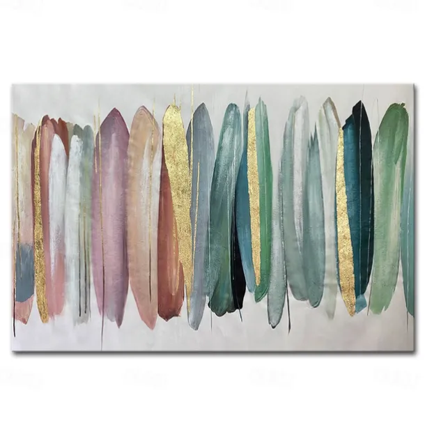 Mintura Handmade Golden Oil Paintings On Canvas Wall Art Decoration Modern Abstract Picture For Home Decor Rolled Frameless Unstretched Painting