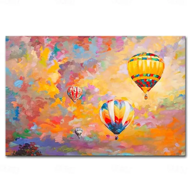Mintura Handmade Hot Air Balloon Oil Paintings On Canvas Wall Art Decoration Modern Abstract Picture For Home Decor Rolled Frameless Unstretched Painting