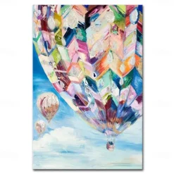 Mintura Handmade Hot Air Balloon Oil Paintings On Canvas Wall Art Decoration Modern Abstract Picture For Home Decor Rolled Frameless Unstretched Painting