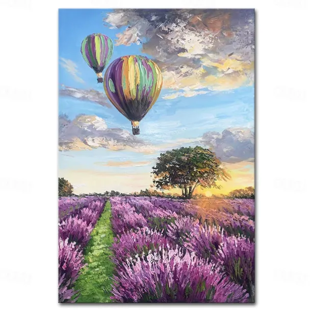 Mintura Handmade Hot Air Balloon Oil Paintings On Canvas Wall Art Decoration Modern Abstract Picture For Home Decor Rolled Frameless Unstretched Painting