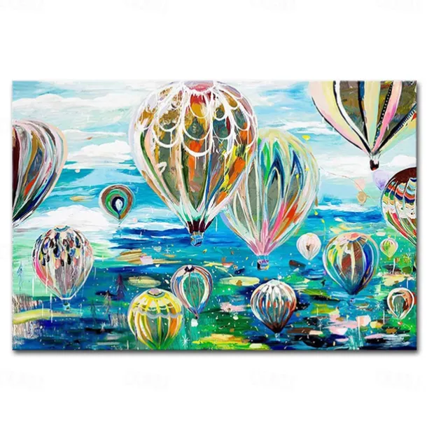 Mintura Handmade Hot Air Balloon Oil Paintings On Canvas Wall Art Decoration Modern Abstract Picture For Home Decor Rolled Frameless Unstretched Painting