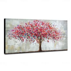 Mintura Handmade Oil Painting On Canvas Wall Art Decoration Modern Abstract Red Tree Picture For Home Decor Rolled Frameless Unstretched Painting