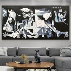 Mintura Handmade Pablo Picasso Famous Guernica Oil Paintings On Canvas Home Decoration Modern Wall Art Abstract Portrait Picture For Home Decor Rolled Frameless Unstretched Painting