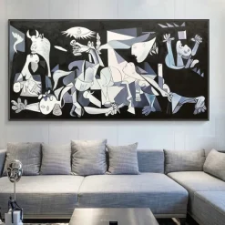 Mintura Handmade Pablo Picasso Famous Guernica Oil Paintings On Canvas Home Decoration Modern Wall Art Abstract Portrait Picture For Home Decor Rolled Frameless Unstretched Painting