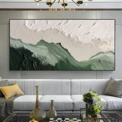 Mintura Handmade Sea Wave Oil Paintings On Canvas Wall Art Decoration Modern Abstract Beach Scenery Picture For Home Decor Rolled Frameless Unstretched Painting