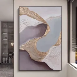 Mintura Handmade Texture Gold Abstract Oil Paintings On Canvas Wall Art Decoration Modern Picture For Home Decor Rolled Frameless Unstretched Painting