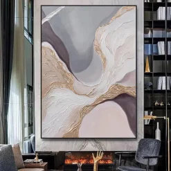 Mintura Handmade Texture Gold Abstract Oil Paintings On Canvas Wall Art Decoration Modern Picture For Home Decor Rolled Frameless Unstretched Painting