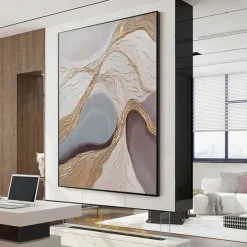 Mintura Handmade Texture Gold Abstract Oil Paintings On Canvas Wall Art Decoration Modern Picture For Home Decor Rolled Frameless Unstretched Painting