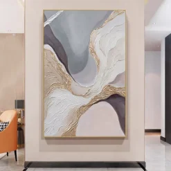 Mintura Handmade Texture Gold Abstract Oil Paintings On Canvas Wall Art Decoration Modern Picture For Home Decor Rolled Frameless Unstretched Painting