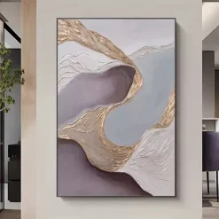 Mintura Handmade Texture Gold Abstract Oil Paintings On Canvas Wall Art Decoration Modern Picture For Home Decor Rolled Frameless Unstretched Painting