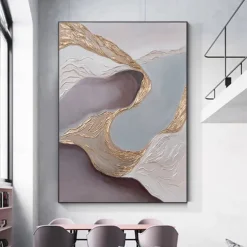 Mintura Handmade Texture Gold Abstract Oil Paintings On Canvas Wall Art Decoration Modern Picture For Home Decor Rolled Frameless Unstretched Painting