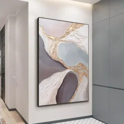 Mintura Handmade Texture Gold Abstract Oil Paintings On Canvas Wall Art Decoration Modern Picture For Home Decor Rolled Frameless Unstretched Painting