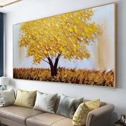 Mintura Handmade Tree Flower Oil Paintings On Canvas Wall Art Decoration Modern Abstract Gold Silver Tree Pictures For Home Decor Rolled Frameless Unstretched Painting
