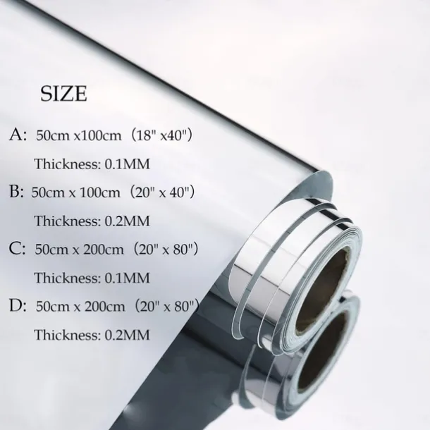 Mirror Sticker for Walls Self Adhesive Mirror Contact Paper Peel and Stick Vinyl Mirror Wallpaper Stickers for DIY Home Decor Bedroom Door Cabinets Craft Countertops Dresser