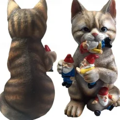 Mischievous Cat Garden Gnome Statue Figurine - Best Art Dcor for Indoor Outdoor Home Or Office Statue for Patio Lawn Yard Decoration Housewarming Garden Gift