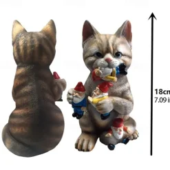 Mischievous Cat Garden Gnome Statue Figurine - Best Art Dcor for Indoor Outdoor Home Or Office Statue for Patio Lawn Yard Decoration Housewarming Garden Gift