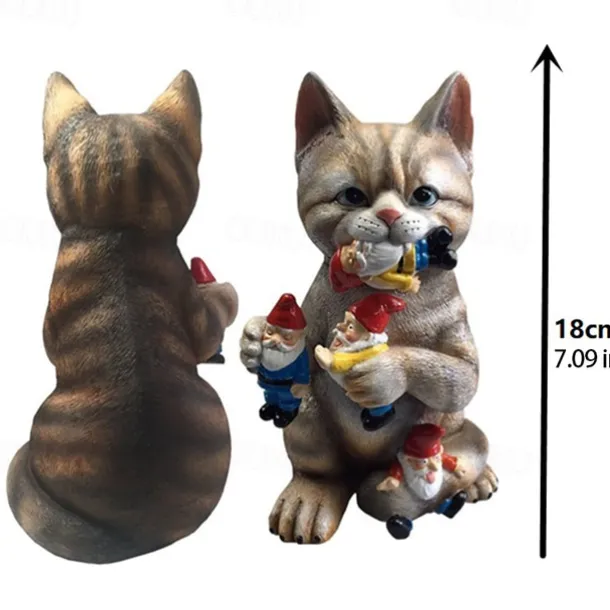 Mischievous Cat Garden Gnome Statue Figurine - Best Art Dcor for Indoor Outdoor Home Or Office Statue for Patio Lawn Yard Decoration Housewarming Garden Gift