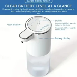 380mL Capacity Automatic Soap Dispenser - Touchless USB Rechargeable and Motion-Sensing Technology