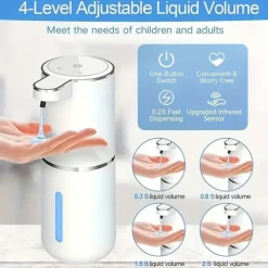 380mL Capacity Automatic Soap Dispenser - Touchless USB Rechargeable and Motion-Sensing Technology