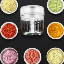 100/250mL Mini Portable Electric Garlic Chopper USB Charging Ginger Masher Machine Sturdy Durable Chili Vegetable Crusher Kitchen Tools Kitchen Accessories
