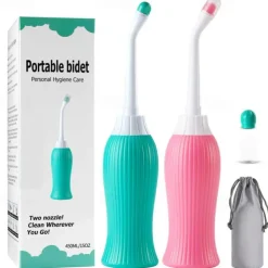 450ml Protable Bidet Sprayer for Toilet with 2 Detachable Nozzle & Head, Handheld Personal Bidet Shattaf Cleaning Personal Hygiene Washing