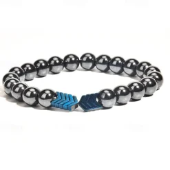 8MM Hematite Magnetic Bracelet, Man Weight Loss Bracelet, Natural Stone Magnetic Bracelet, Slimming Woman Health Care Therapy Jewelry, Creative Small Gift, Holiday Accessory, Birthday Party Supplies, Birthday Gift, Art Craft Ornament Gift