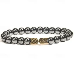 8MM Hematite Magnetic Bracelet, Man Weight Loss Bracelet, Natural Stone Magnetic Bracelet, Slimming Woman Health Care Therapy Jewelry, Creative Small Gift, Holiday Accessory, Birthday Party Supplies, Birthday Gift, Art Craft Ornament Gift